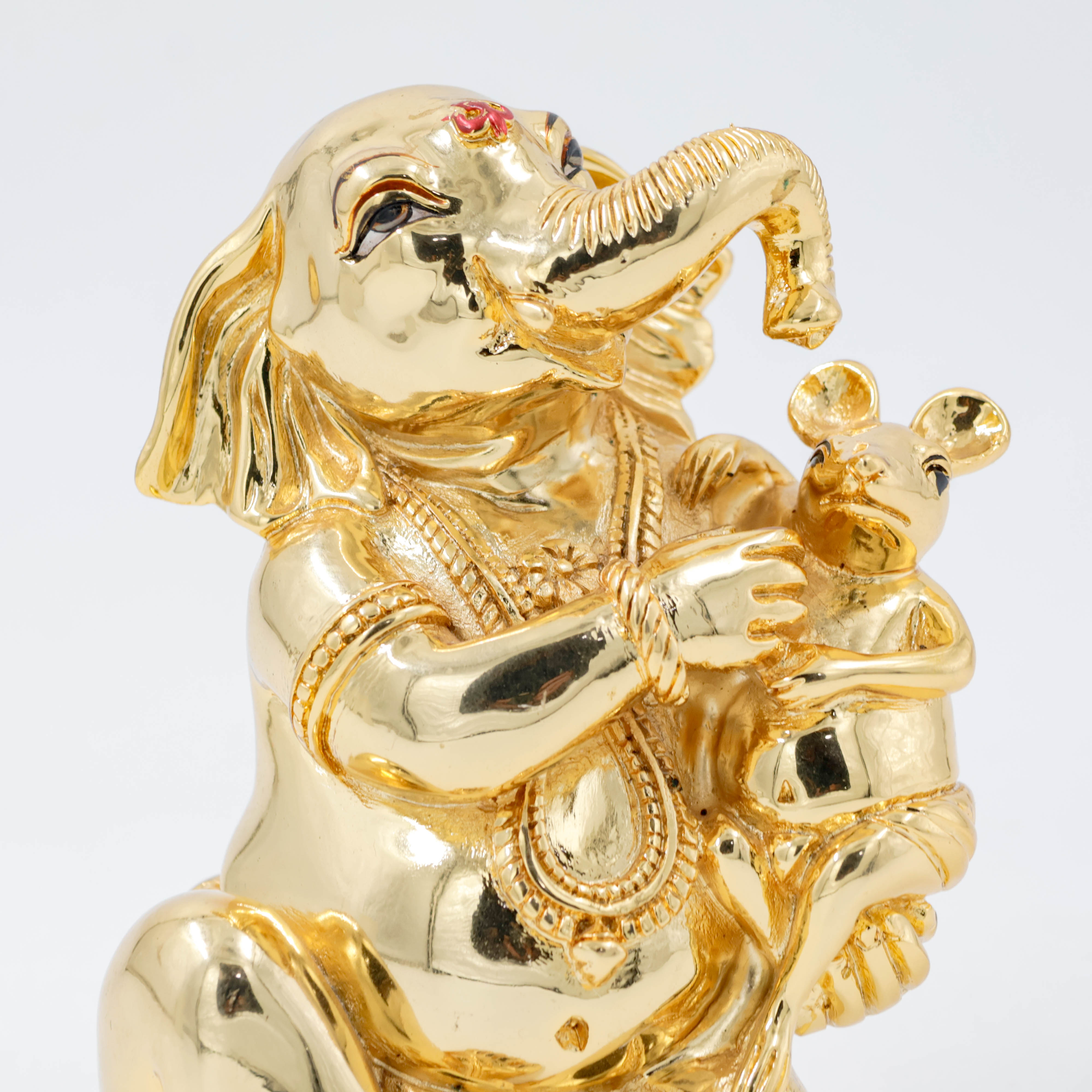 New Akshaya Jewellers - Ghanesh Ji With Gold Polish Mushak Silver Coated